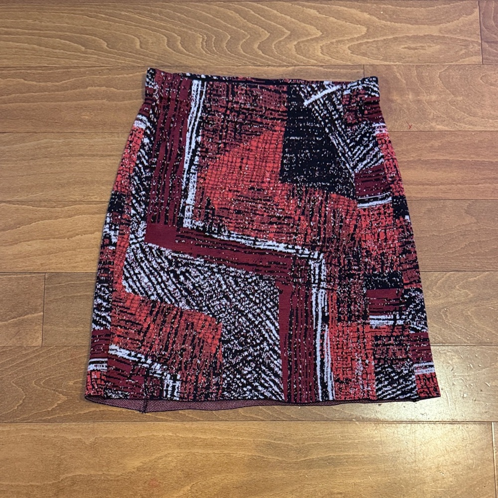 NIC+ZOE‎ Red and Black Graphic A Line Skirt Size M